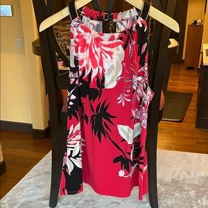 Floral Halter Neck Top - Pink and Black